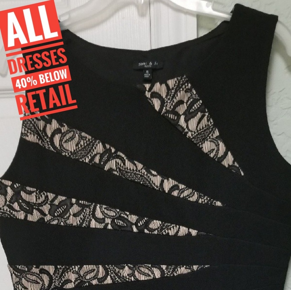 Evening dress with lace cut out